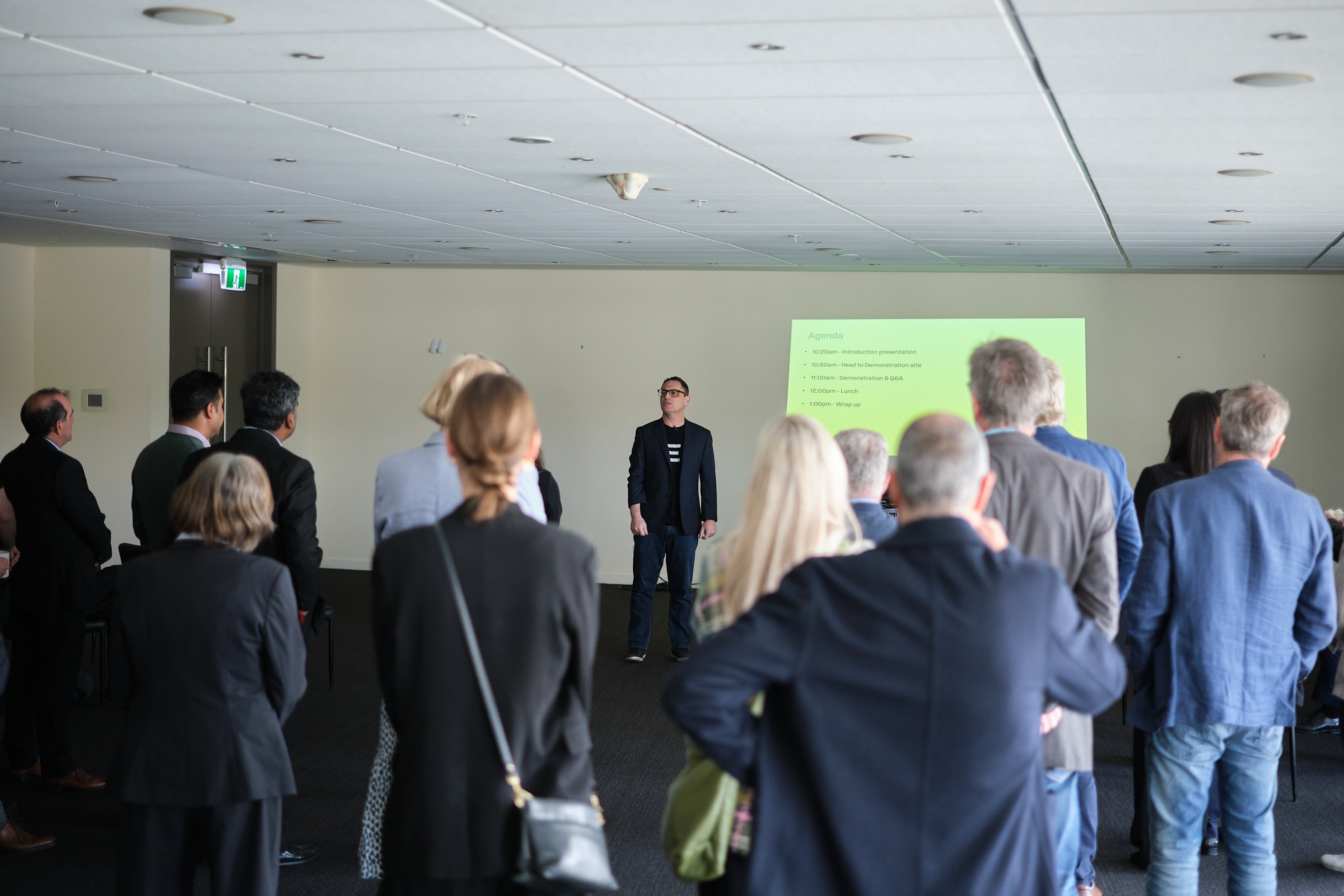 Greg Kushnir speaking to guests at EMROD demonstration event