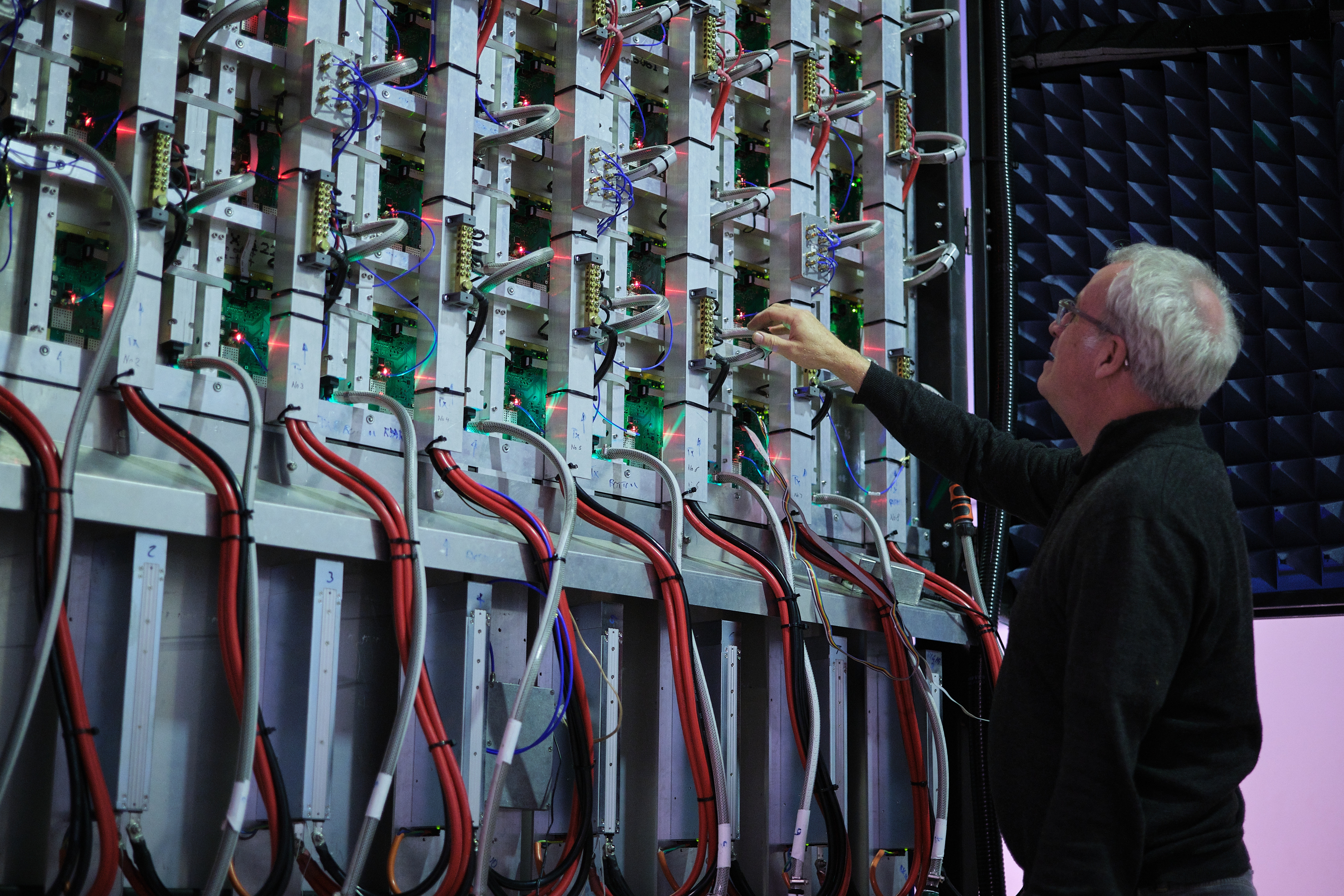 EMROD Head of Engineering Mark Tomkins working on EMROD transmitting antenna